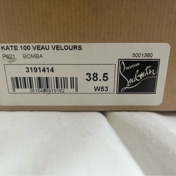 *Authentic* Christian Louboutin Kate 100 Veau Velours in color Bomba - Picture 12 of 12